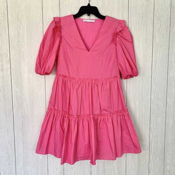 English Factory Pink Short Sleeve V-Neck Layered Dress Small NWOT - Picture 1 of 4
